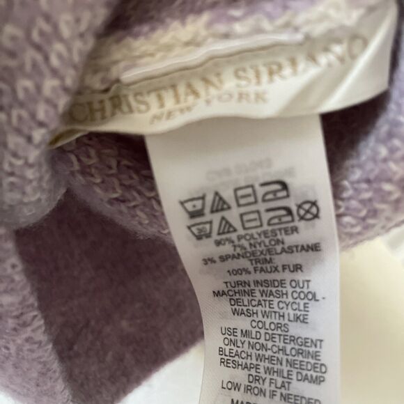 Christian Siriano Womens Beanie Hat Faux Fur Colorblock Snowflake Winter Snow - Picture 5 of 6